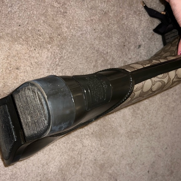 Coach tall, lace up, chestnut colored rain boots size 10. - Picture 6 of 7